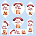 New year tags .banner and poster set Christmas gift box tags