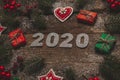 New year tamplate with wood background