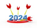 2024 New Year target and goals on white background, 2024 year with business objective target and goal for new year concept.