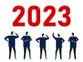 2023 new year team meet gather together analyze teamwork company corporat employee businessman