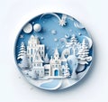 New Year template, illustration night winter, Christmas greeting card, snow landscape