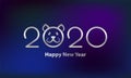New Year 2020 Text Design with Funny Rat Muzzle. Happy New Year illustration.