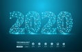 2020 new year text design with mesh stylish alphabet letters numbers, Graphic background communication structure with connected Royalty Free Stock Photo