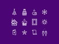 New Year thick line pixel perfect icon set Royalty Free Stock Photo