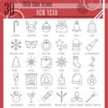 New Year thin line icon set, christmas symbols collection, vector sketches, logo illustrations, winter signs linear Royalty Free Stock Photo