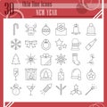 New Year thin line icon set, christmas symbols collection, vector sketches, logo illustrations, winter signs linear Royalty Free Stock Photo