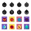 New Year Toys black,flet icons in set collection for design.Christmas balls for a treevector symbol stock web