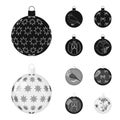 New Year Toys black,monochrom icons in set collection for design.Christmas balls for a treevector symbol stock web