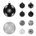 New Year Toys black,monochrom icons in set collection for design.Christmas balls for a treevector symbol stock web