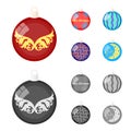 New Year Toys cartoon,monochrome icons in set collection for design.Christmas balls for a treevector symbo web stock