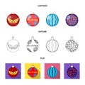 New Year Toys cartoon,outline,flat icons in set collection for design.Christmas balls for a treevector symbol stock web