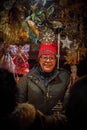 New Year toys seller at the Christmas market in Munich, Germany Royalty Free Stock Photo