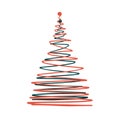 New Year Tree. Christmas Pine Vector. Hand Drawn Xmas Silhouette. Cedar