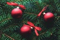 New Year tree close-up red Christmas balls Royalty Free Stock Photo