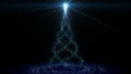 New year tree particles Blue light streaks shaped Abstract Xmas animation Winter holiday 3d Royalty Free Stock Photo