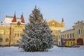 New Year tree on Red Square, Rybinsk. Yaroslavl region, Russia