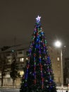 New year tree with shining lights Royalty Free Stock Photo