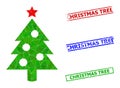 New Year Tree Triangle Icon and Grunge Christmas Tree Simple Watermarks Royalty Free Stock Photo