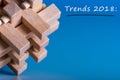 2018 new year TRENDS. New trend at business innovation technology and other areas. Blue background with macro view of Royalty Free Stock Photo
