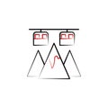 New year trip, cable car 2 colored line icon. Simple hand drawn color element illustration. cable car outline symbol design from