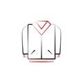 New year trip, coat 2 colored line icon. Simple hand drawn color element illustration. coat outline symbol design from camping set