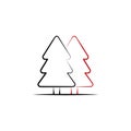 New year trip, forest 2 colored line icon. Simple hand drawn color element illustration. forest outline symbol design from camping