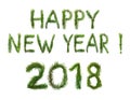 2018 New Year. Two thousand eighteen. ÃÂ¡ongratulation words Happy New Year in English. Objects are made of a pine tree branches is Royalty Free Stock Photo