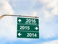 New year two thousand six teen (2016) direction way Royalty Free Stock Photo