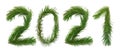 2021 New Year. Two thousand twenty one New Year. Numbers are made of a pine tree branches. Royalty Free Stock Photo