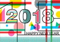 Happy New Year 2018 geometric color greeting card Royalty Free Stock Photo
