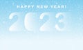 New 2023 Year typography design. Minimal gradient shapes composition with snow Royalty Free Stock Photo