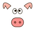 New year vector design. Fanny pig face 2019.