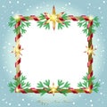 Frame Happy New Year 2025 Retro concept beautiful design winter Holiday Decoration reindeer vector template Royalty Free Stock Photo