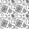 New Year Vector seamless pattern. Repetitive ornament