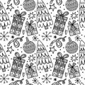 New Year Vector seamless pattern. Repetitive ornament