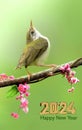 New year welcome with chirping of birds and flowers Royalty Free Stock Photo