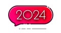 New Year 2024 white numbers on simple flat red gradient speech bubble Royalty Free Stock Photo