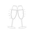 New Year Wine Glasses Doodle