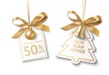 New Year winter and Christmas sale price tags template. Royalty Free Stock Photo