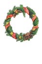 New year wreath with toys and fir branches, inscription congratulations. PNG background