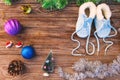 2017 new year written laces of childrens shoes, christmas decorations