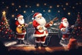 New Year& x27;s Party. New Year& x27;s Eve concert with Santa Claus and lively rock band Royalty Free Stock Photo