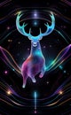 New Year's reindeer on a dark background - illustration - AI generative art