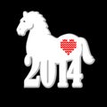 New year 2014, year of horse, calendar symbol, illustration silhouette Royalty Free Stock Photo