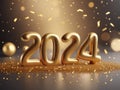 2024 new year, new years eve, christmas, gold sparkly, background, art, generative AI