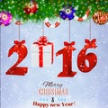 2016 New Years background with gift. Royalty Free Stock Photo