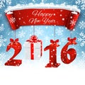 2016 New Years background with gift. Royalty Free Stock Photo