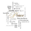 New Years Card Art Peace Lettering Languages