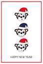 New Years card with cute cartoon monkeys. Royalty Free Stock Photo