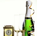 New Years with champagne and streamers stock photo Royalty Free Stock Photo